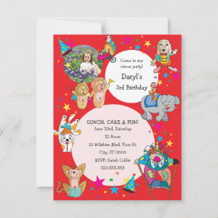 Circus Theme Children's Birthday Party Invitation Kaart