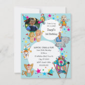 Circus Theme Children's Birthday Party Invitation Kaart (Voorkant)