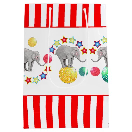 Circus Theme Elephant Birthday Party Medium Cadeauzakje (Achterkant)