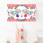 Circus Theme Elephant Birthday Party Spandoek (Insitu)