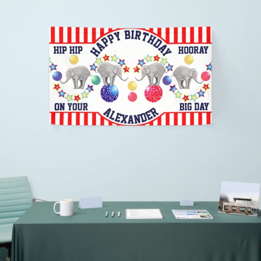 Circus Theme Elephant Birthday Party Spandoek (Beurs)
