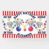 Circus Theme Elephant Birthday Party Spandoek (Horizontaal)