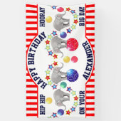 Circus Theme Elephant Birthday Party Spandoek (Verticaal)