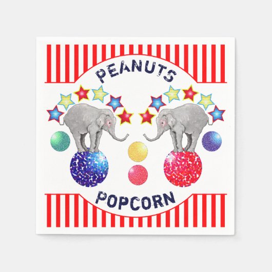Circus Theme Elephant Birthday Party Treat Servet (Voorkant)