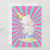 Circus Theme Girl Birthday Party Invitation Kaart (Achterkant)