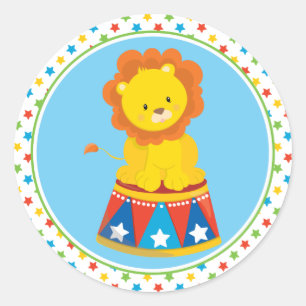Circus Theme   Lion Ronde Sticker