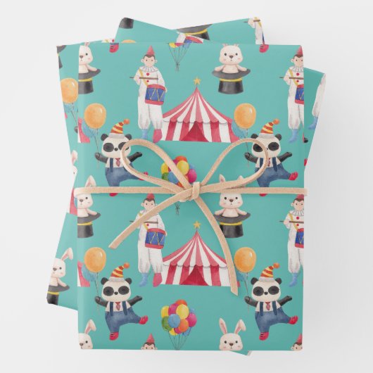 Circus Theme Wrapping Paper Flat Sheet Set van 3 (In situ)