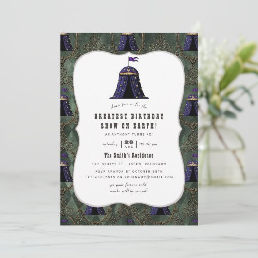  Circus Thmed Birthday Party Kaart (Staand voorkant)