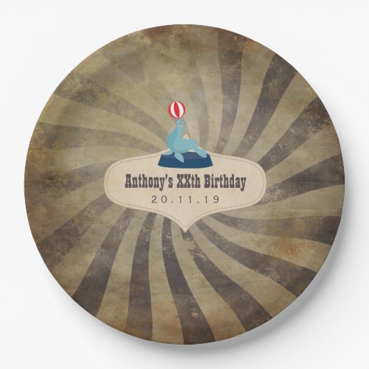  Circus Thmed Birthday Party Papieren Bordje (Voorkant)