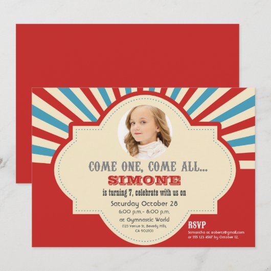 Circus Thmed | Geboortedag Kaart (Voorkant / Achterkant)