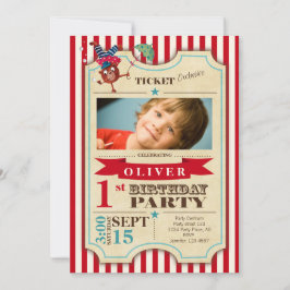 Circus Ticket 1 st Birthday | meer adresruimte | Kaart