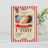 Circus Ticket 1 st Birthday | meer adresruimte | Kaart (Staand voorkant)