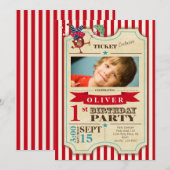 Circus Ticket 1 st Birthday | meer adresruimte | Kaart (Voorkant / Achterkant)