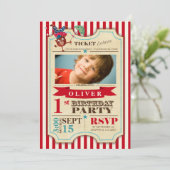 Circus Ticket 1 st Birthday | partijuitnodiging Kaart (Staand voorkant)