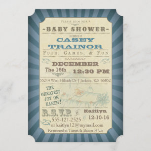  Circus Ticket Baby Boy Shower Kaart