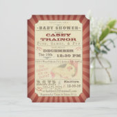  Circus Ticket Baby Girl Douche Uitnodiging (Staand voorkant)