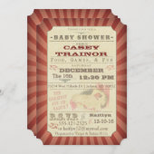  Circus Ticket Baby Girl Douche Uitnodiging (Voorkant / Achterkant)