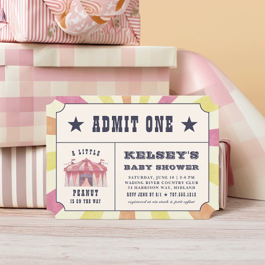  Circus Ticket Baby shower Uitnodiging