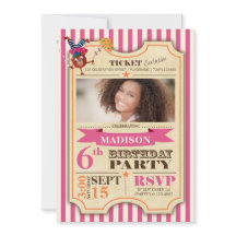 Circus Ticket | Birthday Girl | partijuitnodiging
