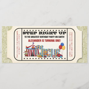  Circus Ticket Birthday Party Invitation Kaart