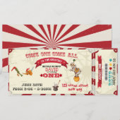 Circus Ticket Circus Show Boy 1st Birthday Party Kaart (Voorkant / Achterkant)