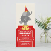 Circus Ticket Elephant Birthday Party Kaart (Staand voorkant)