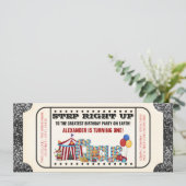 Circus Ticket Feestje Kaart (Staand voorkant)