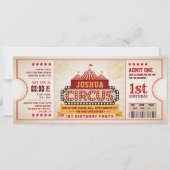 Circus Ticket First Birthday Invitation Kaart (Voorkant)