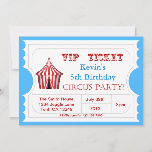 Circus Ticket Invitation Kaart (Achterkant)