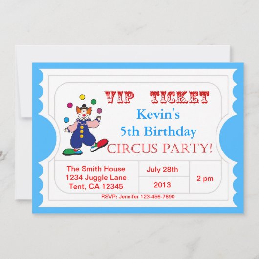 Circus Ticket Invitation Kaart (Achterkant)