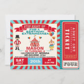 Circus Ticket Jongens Verjaardagsfeest Uitnodiging (Voorkant)