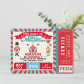 Circus Ticket Jongens Verjaardagsfeest Uitnodiging (Staand voorkant)