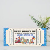 Circus Ticket Jongens Verjaardagsfeestje Kaart (Staand voorkant)