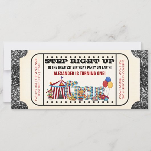 Circus Ticket Party Kaart (Voorkant)