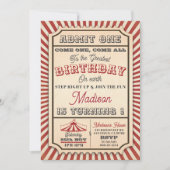  Circus Ticket Party Verjaardagsuitnodiging Kaart (Voorkant)