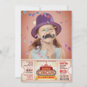 Circus Ticket Pass Photo Birthday Invitation Kaart (Voorkant)