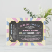 Circus Ticket Pink Blue Ticket Baby shower Kaart (Staand voorkant)