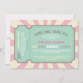 Circus Ticket Roze Baby shower Uitnodiging (Voorkant)