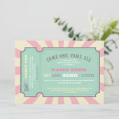 Circus Ticket Roze Baby shower Uitnodiging (Staand voorkant)