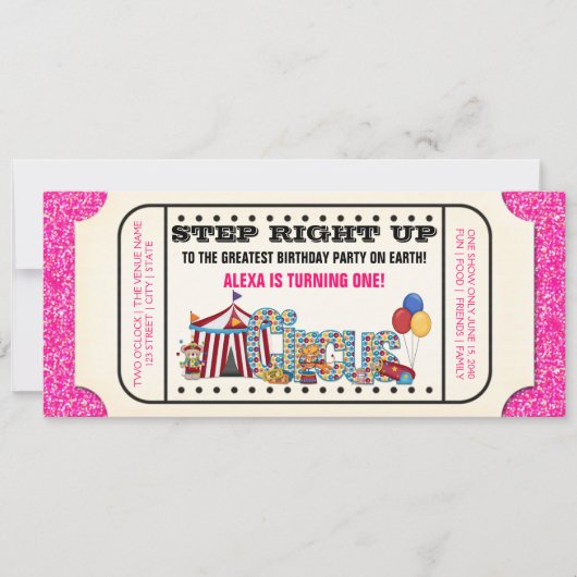  Circus Ticket Verjaardag Kaart (Voorkant)