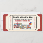  Circus Ticket Verjaardagsfeest Kaart (Voorkant)