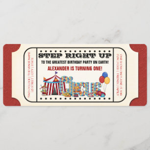  Circus Ticket Verjaardagsfeest Kaart