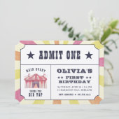  Circus Ticket Verjaardagsfeestuitnodiging Kaart (Staand voorkant)