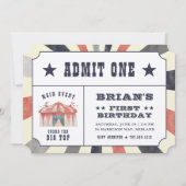  Circus Ticket Verjaardagsfeestuitnodiging Kaart (Voorkant)