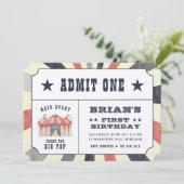  Circus Ticket Verjaardagsfeestuitnodiging Kaart (Staand voorkant)