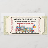  Circus Ticket Verjaardagsfeestuitnodiging Kaart (Voorkant)