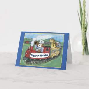 Circus Train 1st Birthday Card Kaart