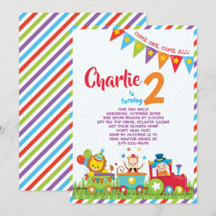 Circus Train BIrthday Uitnodiging
