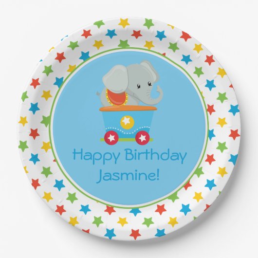 Circus Train | Elephant | Gepersonaliseerd Papieren Bordje (Voorkant)