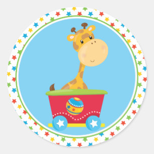 Circus Train   Giraffe Ronde Sticker